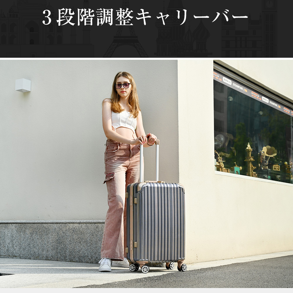 スーツケース 機内持ち込み Sサイズ 軽量 アルミフレーム キャリーケース キャリーバッグ ストッパー付き 小型 USBポート付き 1~3泊用 TSAロック TANOBI T1169｜busyman-jp｜12