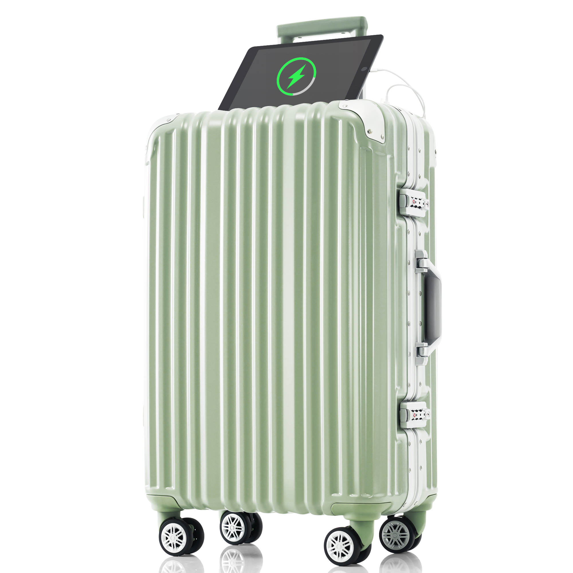 スーツケース Mサイズ 軽量 キャリーバッグ ストッパー付き キャリーケース USBポート付き アルミフレーム 4~7泊用 TSAロック 中型 T1169 おしゃれ 海外 TANOBI｜busyman-jp｜05