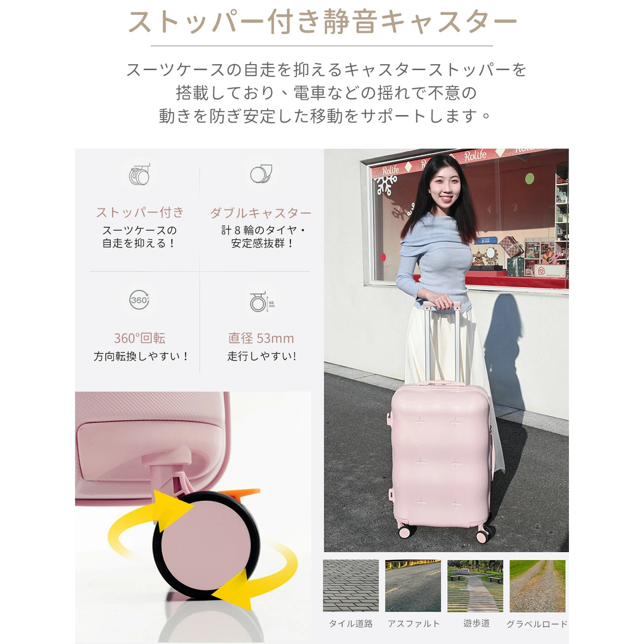 横型　キャリーケース ストッパー付き 楽天市場】【1セットで2つ】ストッパーキャスター スーツケース
