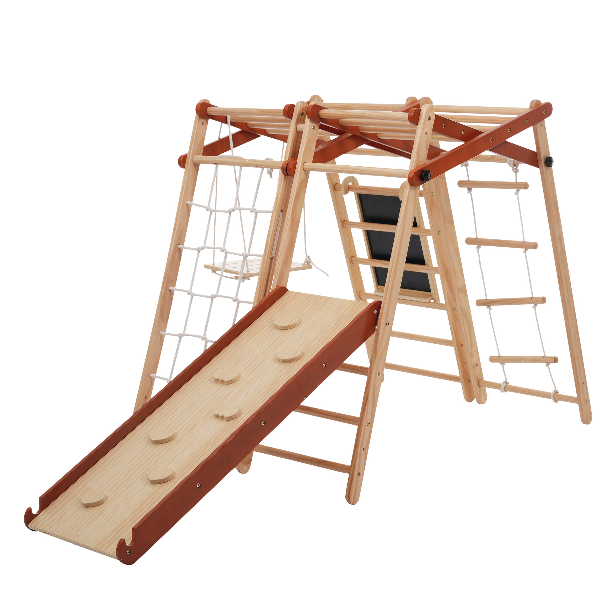 BTM ジャングルジム 8in1 天然木 ブランコ すべり台 滑り台 折りたたみ