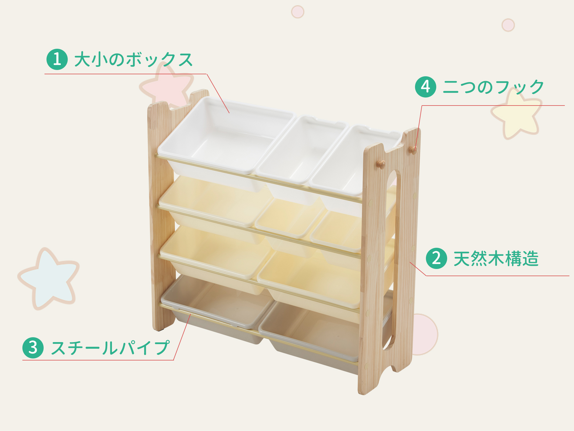 BTM 【全品P5倍☆今夜20時〜4H限定！】おもちゃ収納ラック 収納 収納箱