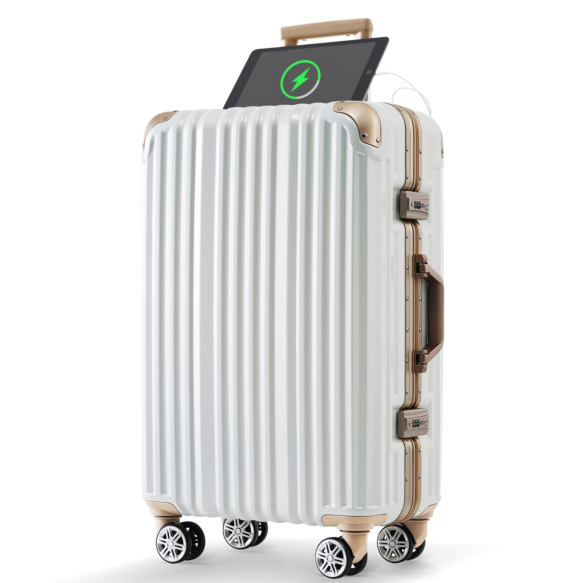 スーツケース 機内持ち込み Sサイズ 軽量 アルミフレーム キャリーケース キャリーバッグ ストッパー付き 小型 USBポート付き 1~3泊用 TSAロック TANOBI T1169｜busyman-jp｜07