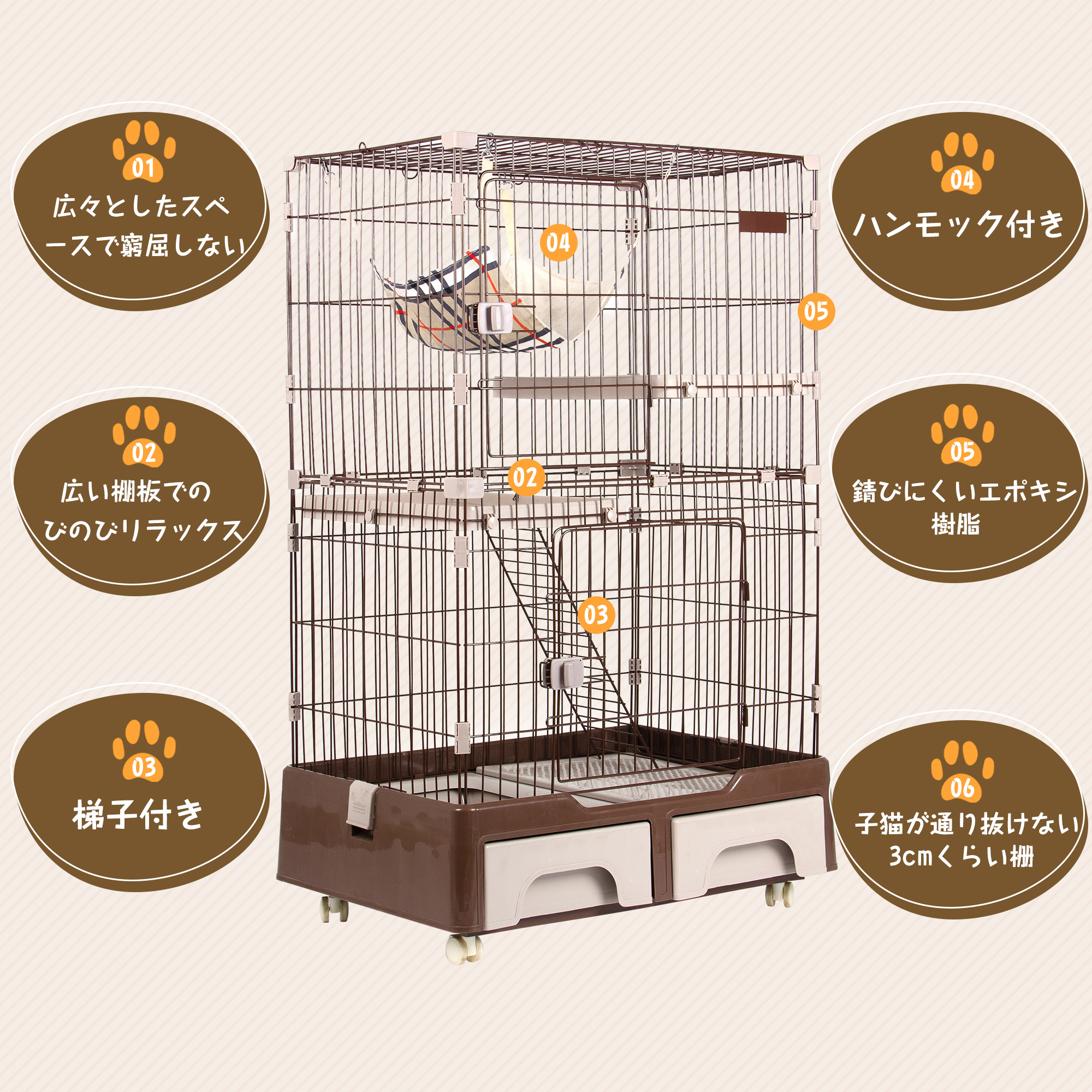 BTM 猫ケージ 猫 ケージ キャットケージ 広々 大型 猫ゲージ