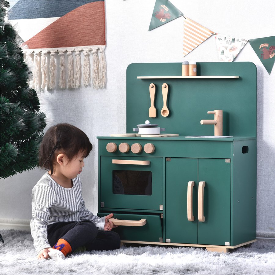 おままごと キッチン 木製 誕生日 調理器具付き 知育玩具 コンロミニ