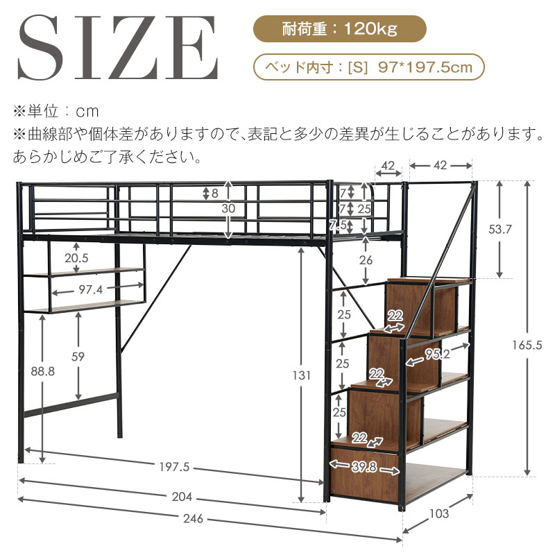 BTM 【日曜日特典☆5%OFFクーポン】ロフトベッド パイプベッド サイド