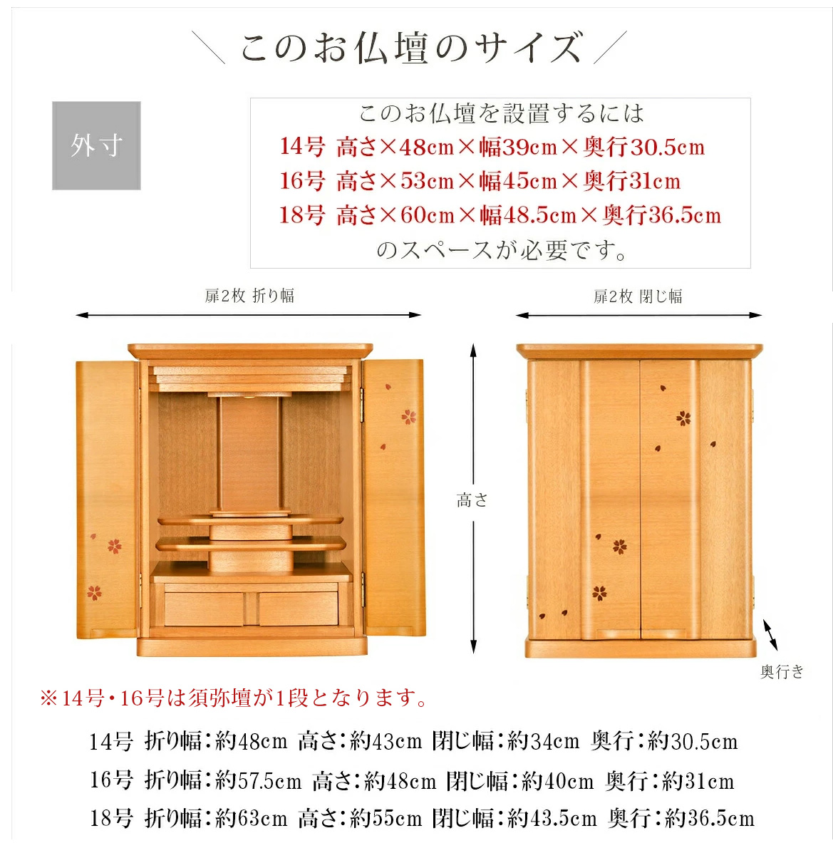 お仏壇のサイズ 外観