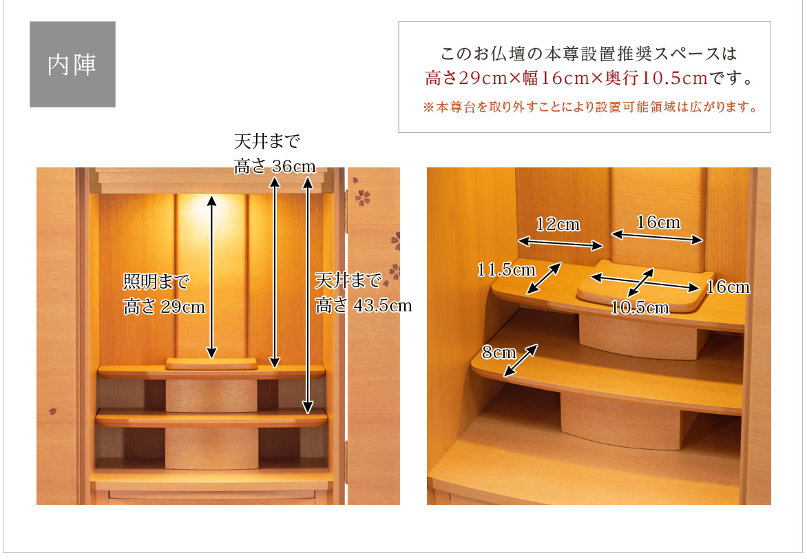 このお仏壇のサイズ 内寸