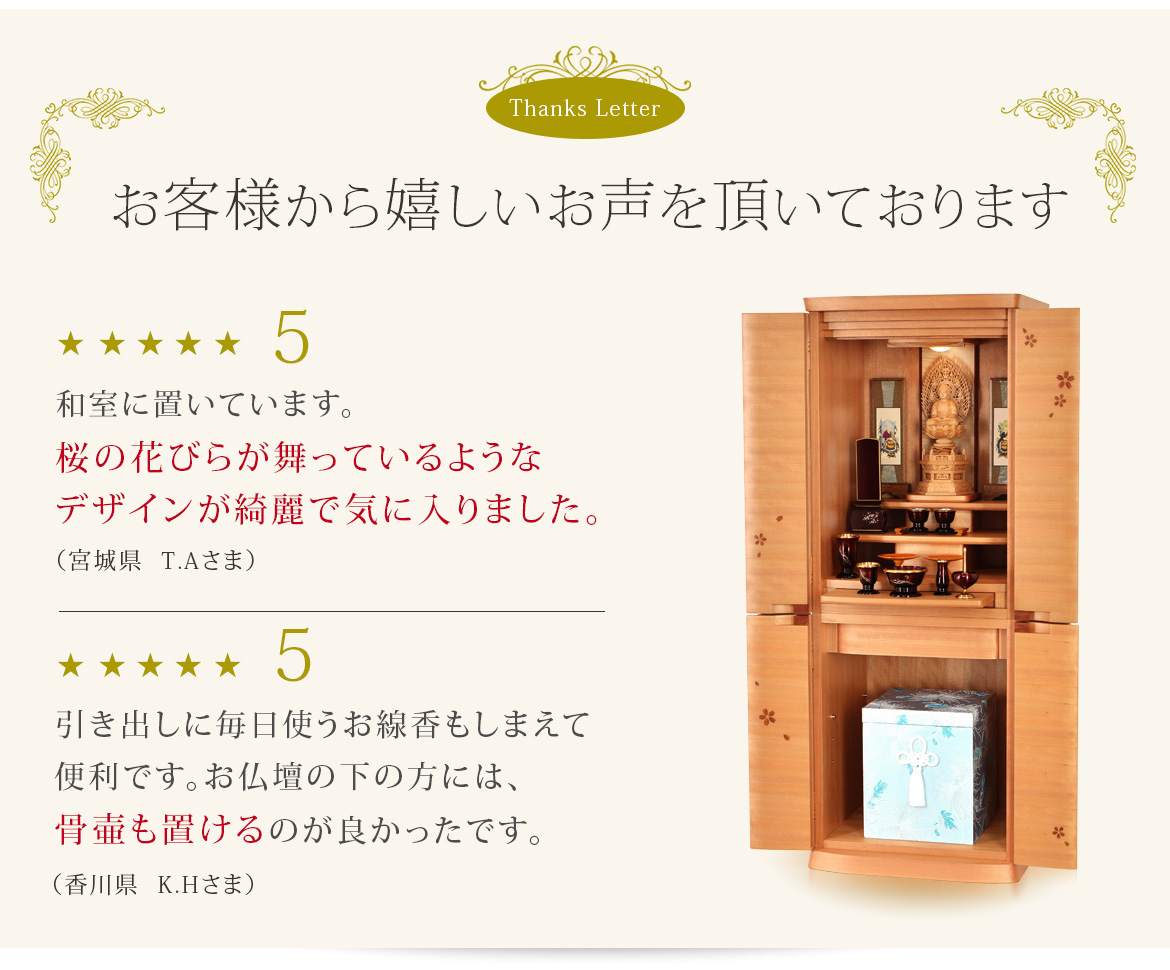 お客様から嬉しいお声を頂いております。