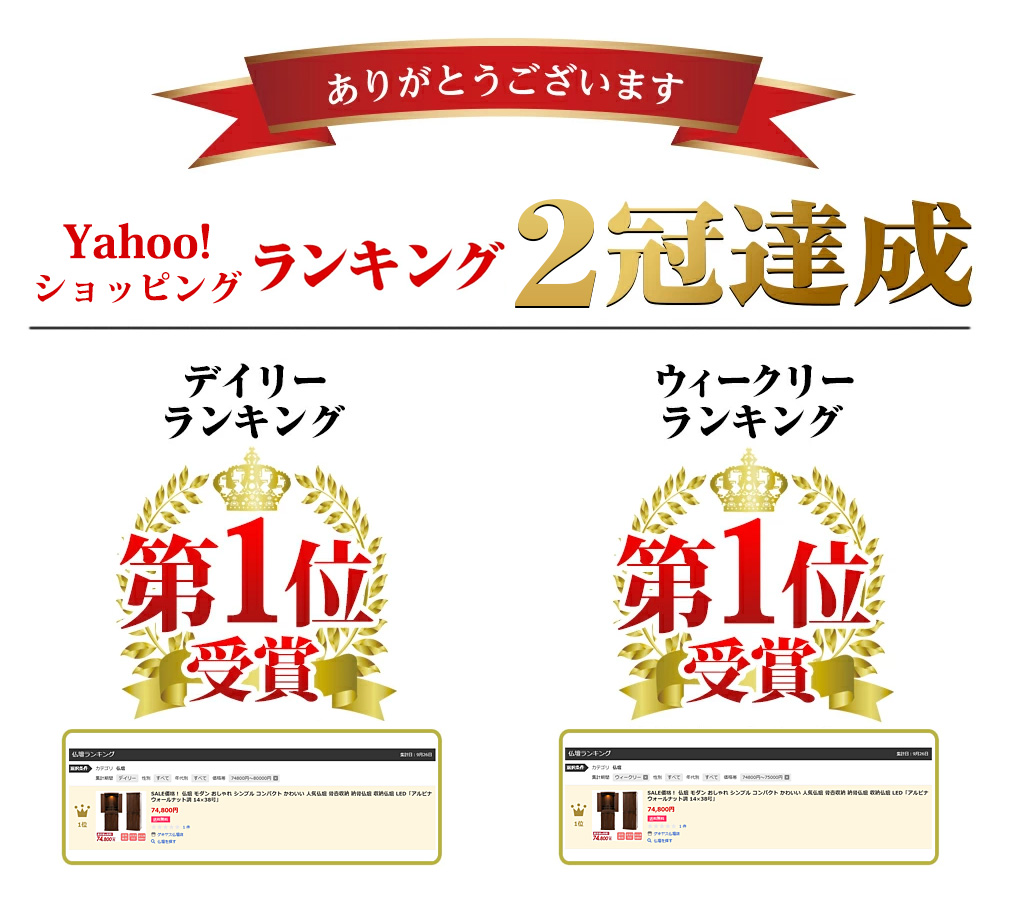 Yahooショッピングランキング1位!2冠達成!