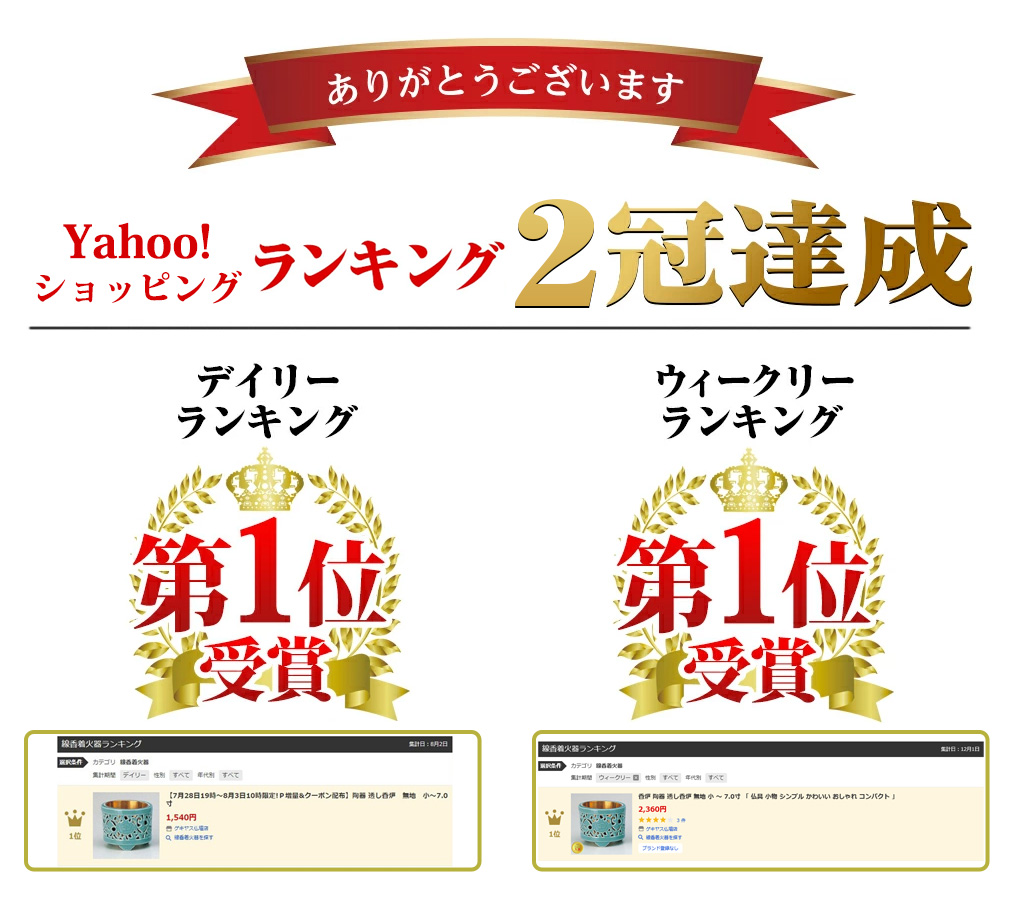 Yahooショッピングランキング1位