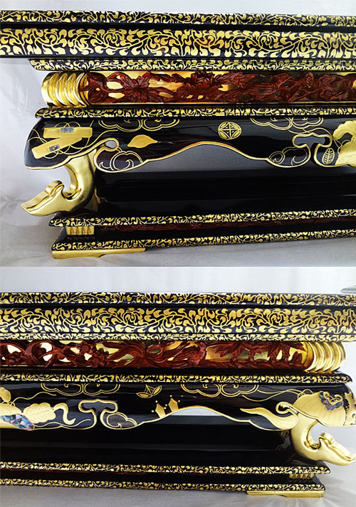 浄土真宗　机 仏具 経机 机 卓 浄土真宗本願寺派 西 前卓 蒔絵入 18.0寸