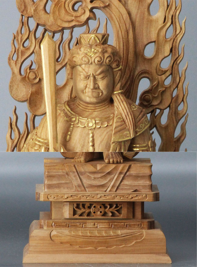 仏像 白檀 不動明王 金泥書 5.0寸 真言宗 不動尊 : 仏壇職人 関工作所
