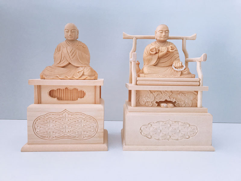 仏像 興教大師 弘法大師 真言宗智山派 白木 2.0寸 : 仏壇職人 関工作所