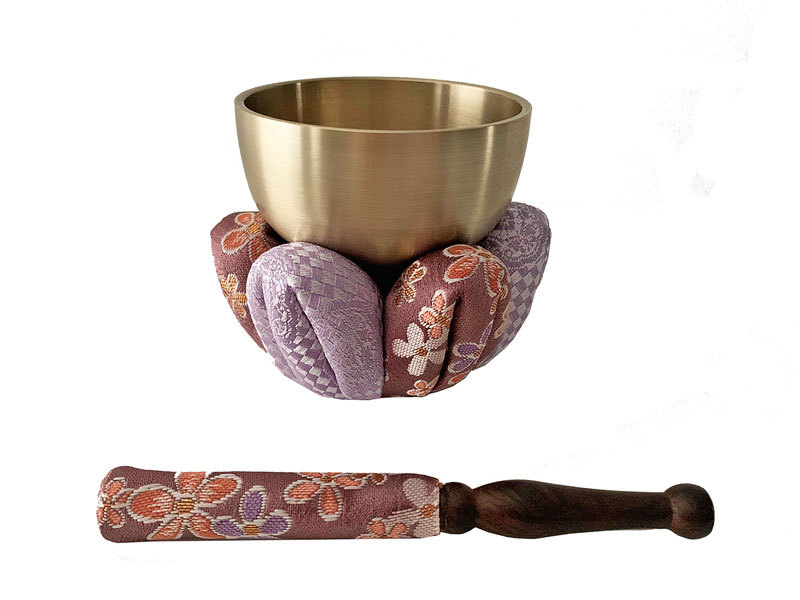 おりん3点セット　(仏具、仏壇) 23 仏具 おりんセット 3点 2.3寸 花型 おりん 薄紫 仏具セット : 仏壇職人