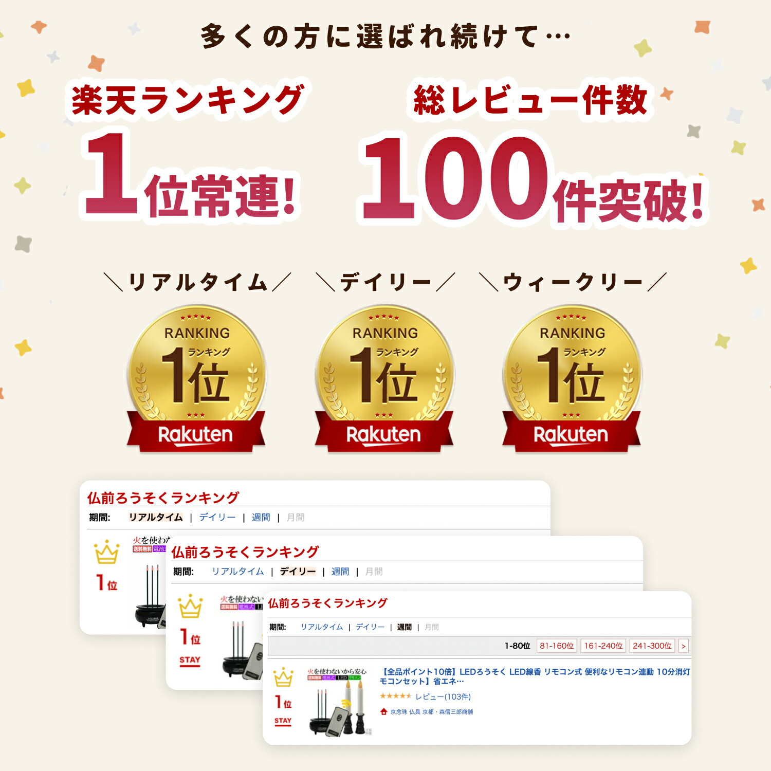 LED線香とLEDロウソクのセット