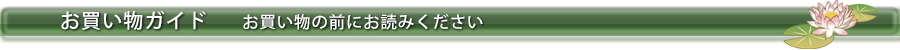 お買い物ガイド　お買い物の前にお読みください