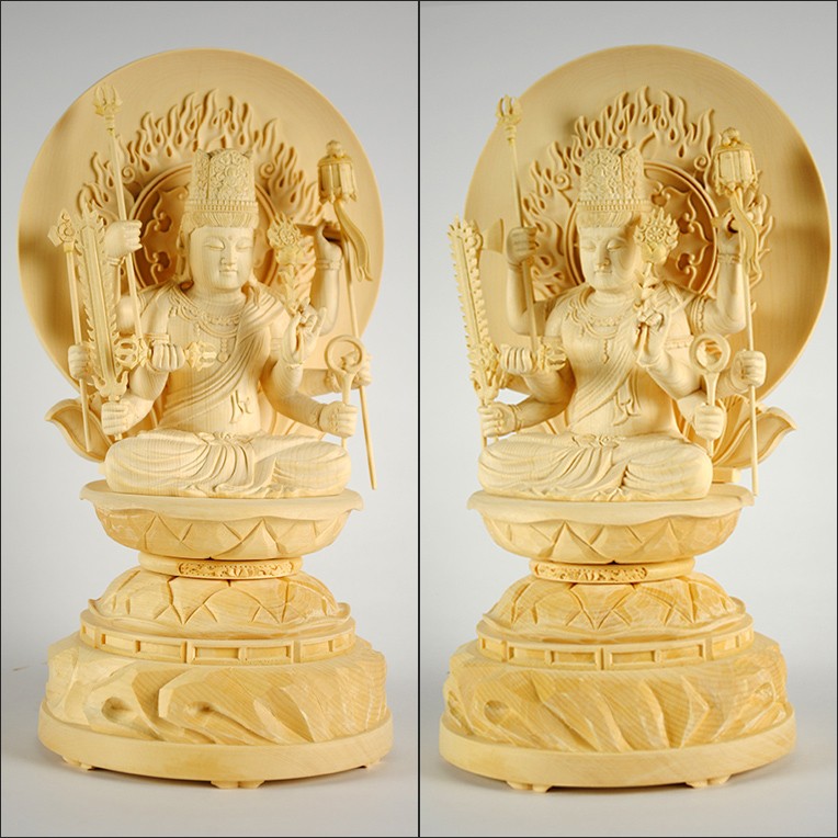 最高級品 極上彫 総檜材 仏教工芸品 木彫仏像 大隨求菩薩坐像