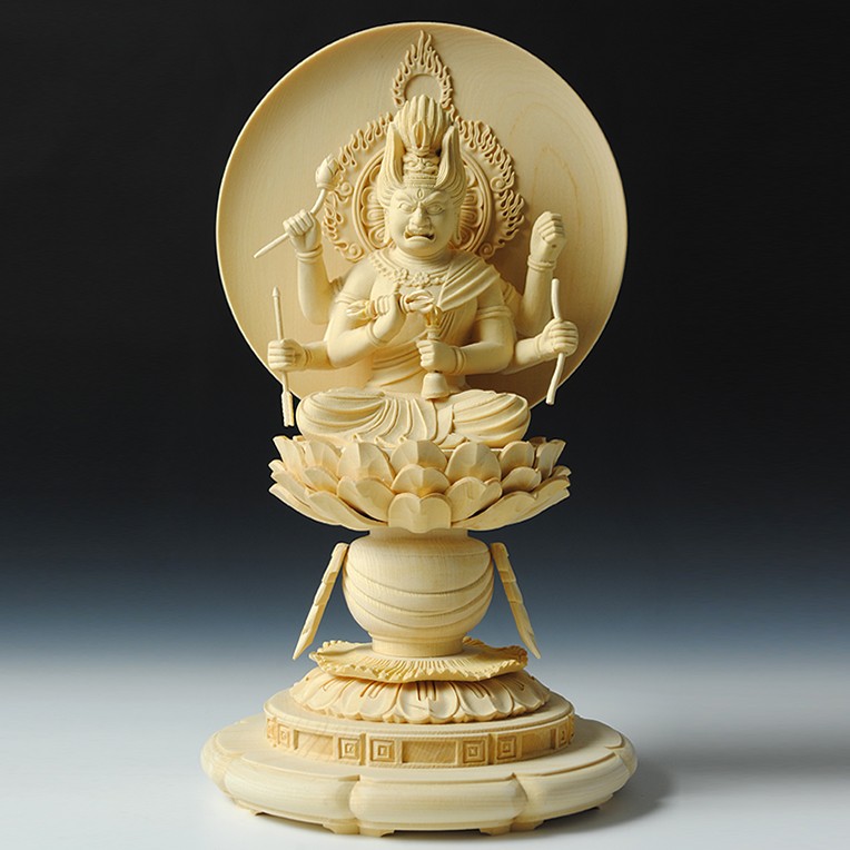 愛染明王・桧2.5寸（総高さ25.5cm）・送料無料 : 仏壇・位牌・仏像専門