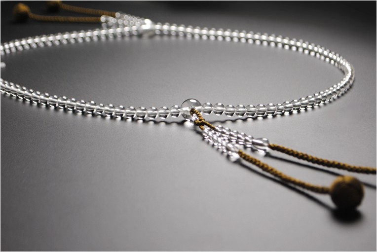 真言宗【京念珠：本水晶共仕立】男性用数珠 正絹小田巻房 本連・本式