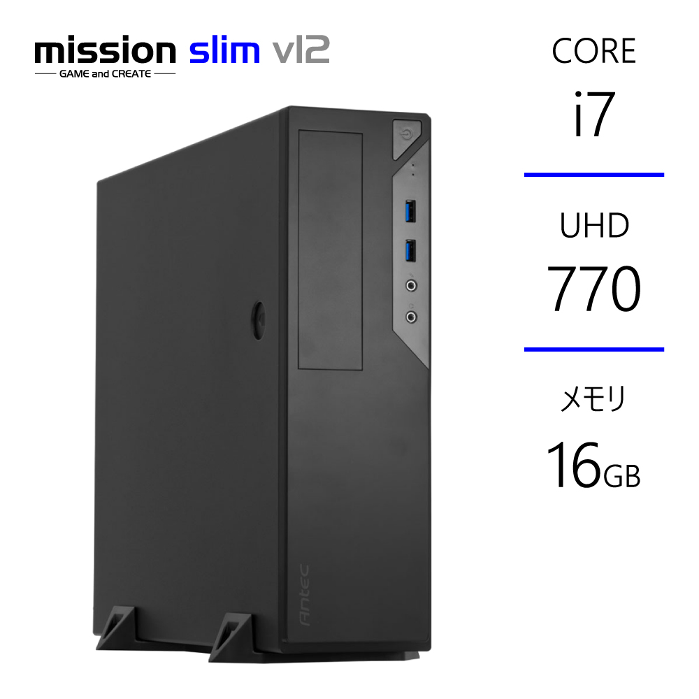 スリムPC Core i7-12700 メモリ16GB SSD500GB B760 グラボなし BTO スモールタワー Mission :  i127n-u077n-s : Mission Yahoo!ショッピング店 - 通販 - Yahoo!ショッピング