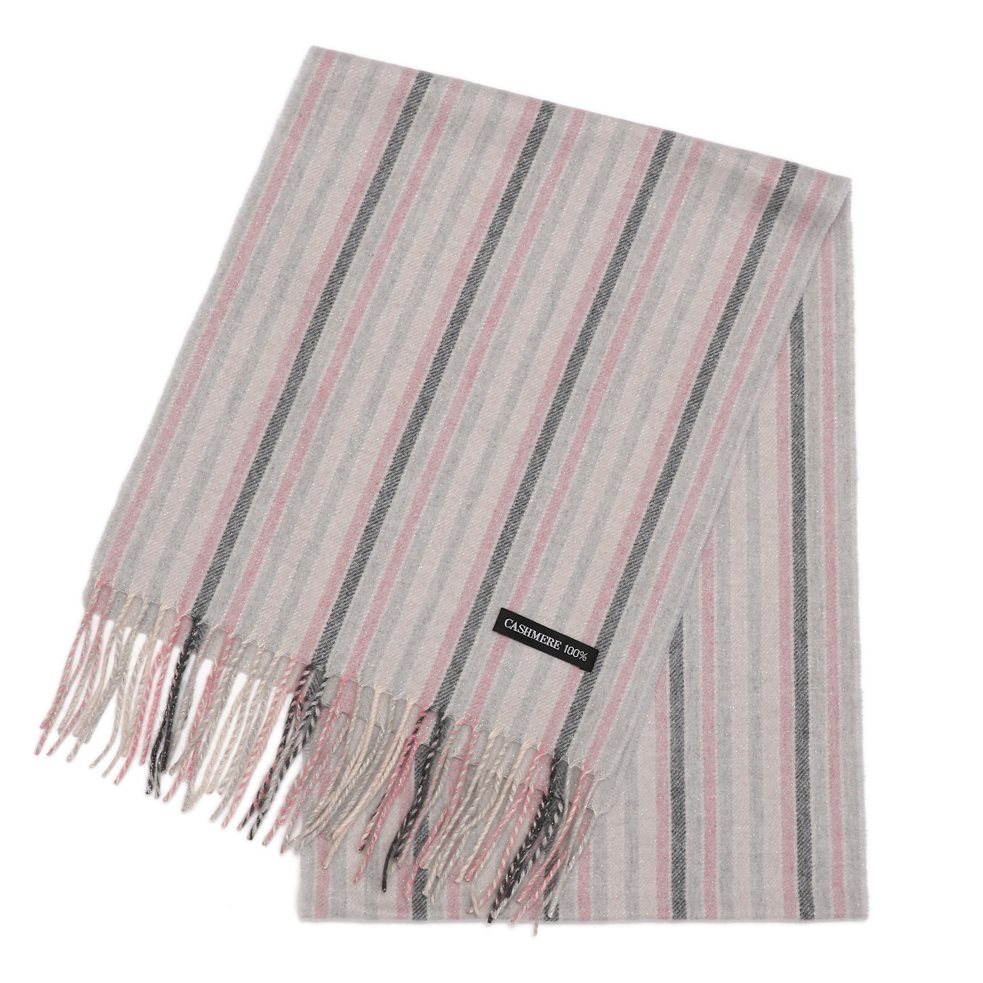 カシミヤ 100％ ラメ ストライプ マフラー 全4色 カシミア メンズ