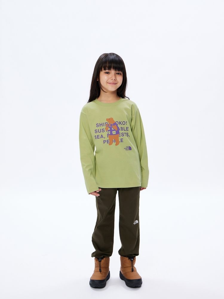 ノースフェイス キッズ 100-150cm 長袖シレトコトコ(くま熊クマ)Tシャツ North Face 男の子女の子 未就学児 小学生  おしゃれアウトドアブランド