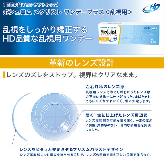 メダリストワンデープラス乱視用 コンタクトレンズ 1day 乱視用 ボシュロム 乱視用使い捨て 30枚入 D1 T11 小田急みんなの コンタクト 通販 Yahoo ショッピング