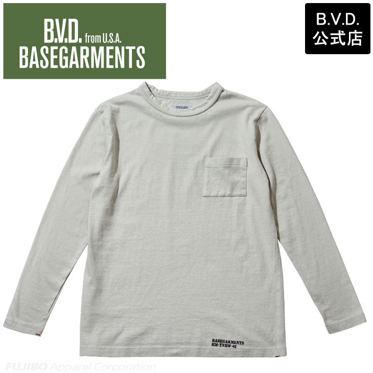 B.V.D クルーネックロングスリーブTシャツ 日本製 BVD ベース
