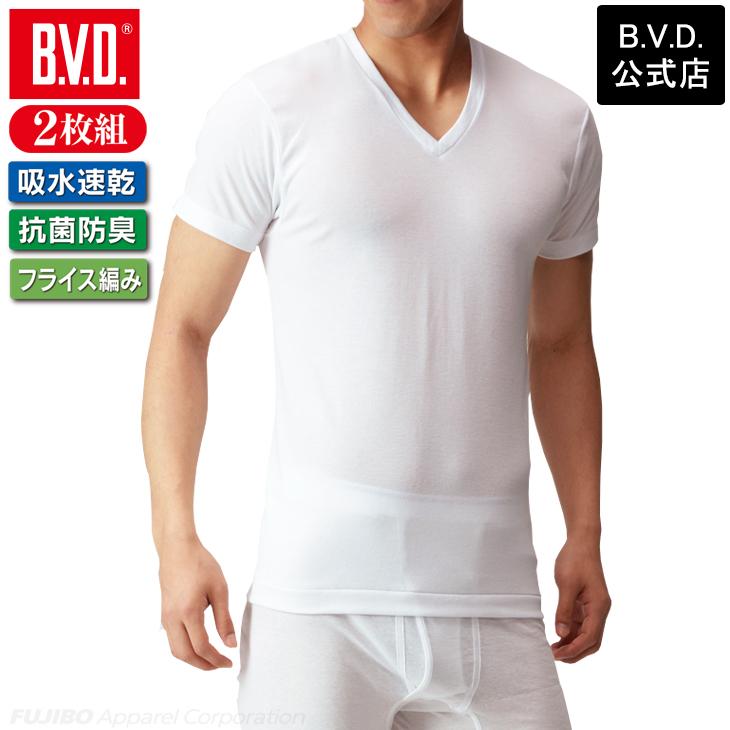 Vネック半袖Tシャツ 2枚組 セット BVD 吸水速乾　抗菌防臭 ドライ＆デオドラント メンズインナーアンダーウェアビジネス bvd 肌着｜bvd｜02