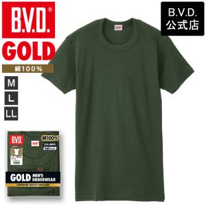 B.V.D.GOLD 限定COLOR 丸首半袖Tシャツ TOUGH NECK 綿100％ （MLLL...