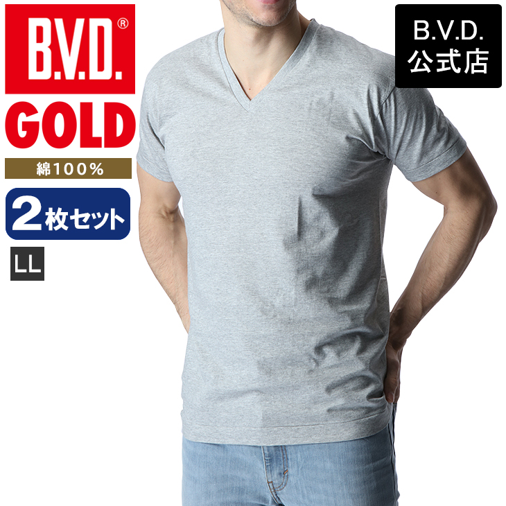 B.V.D. GOLD 2枚セット VネックTシャツ LLサイズ 綿100% V首 メンズ
