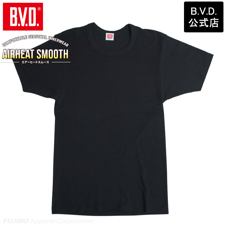 あったかインナー BVD 綿混 軽量 保温 丸首半袖Tシャツ エアヒートスムース メンズ 防寒 アンダーウェア 下着 インナーウェア 肌着 bvd 爆買 | B.V.D | 01