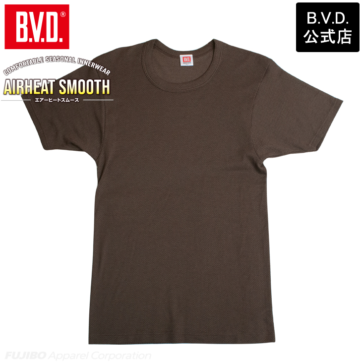 あったかインナー BVD 綿混 軽量 保温 丸首半袖Tシャツ エアヒートスムース メンズ 防寒 アンダーウェア 下着 インナーウェア 肌着 bvd 爆買 | B.V.D | 02