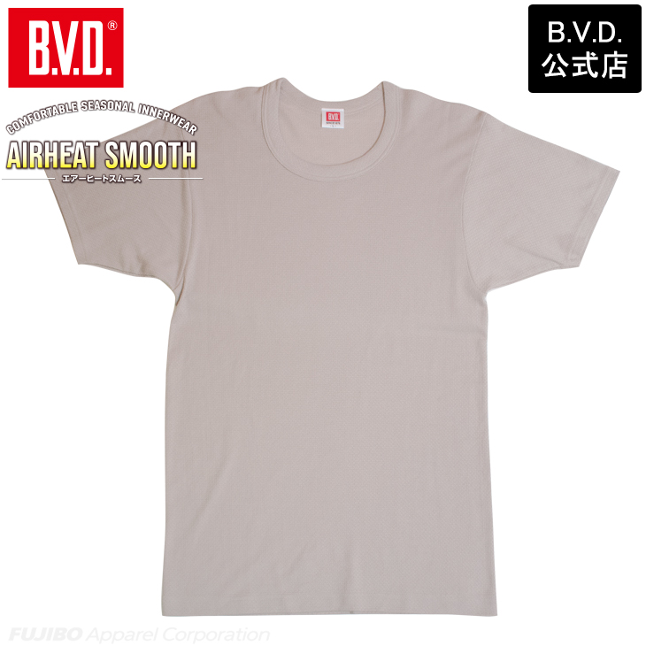 あったかインナー BVD 綿混 軽量 保温 丸首半袖Tシャツ エアヒートスムース メンズ 防寒 アンダーウェア 下着 インナーウェア 肌着 bvd 爆買 | B.V.D | 04