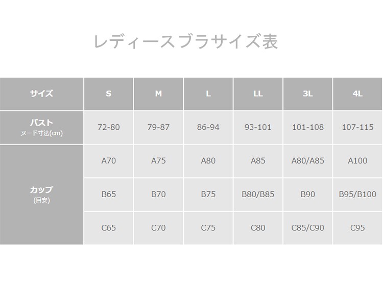 レディースブラサイズ表 B V D E Shop メーカー直営店 通販 Paypayモール