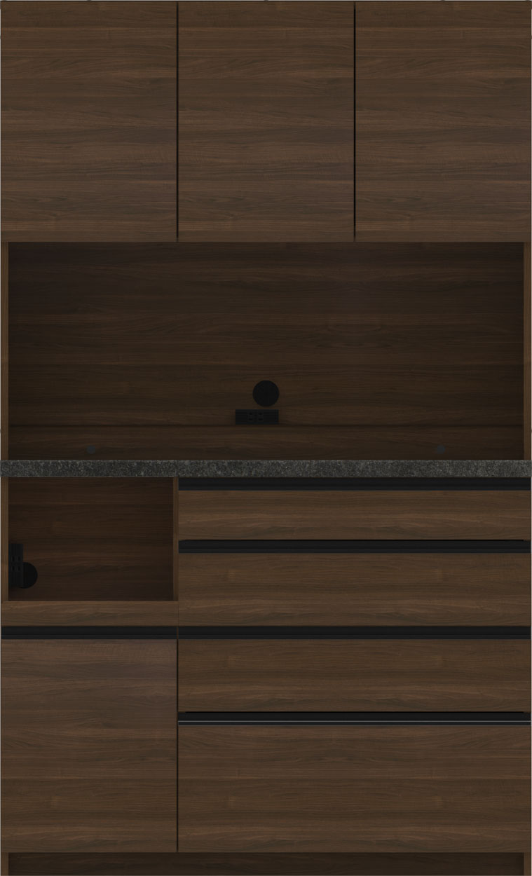 パモウナ 食器棚 幅120cm 奥行50cm 高さ198cm EC 完成品 棚 国産