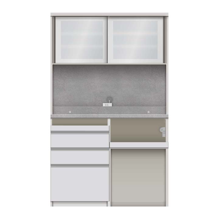 パモウナ 食器棚 幅120cm 奥行45cm 高さ198cm JN 完成品 棚 国産 キッチンボード ダイニングボード カップボード 引き戸 レンジボード レンジ台 送料無料