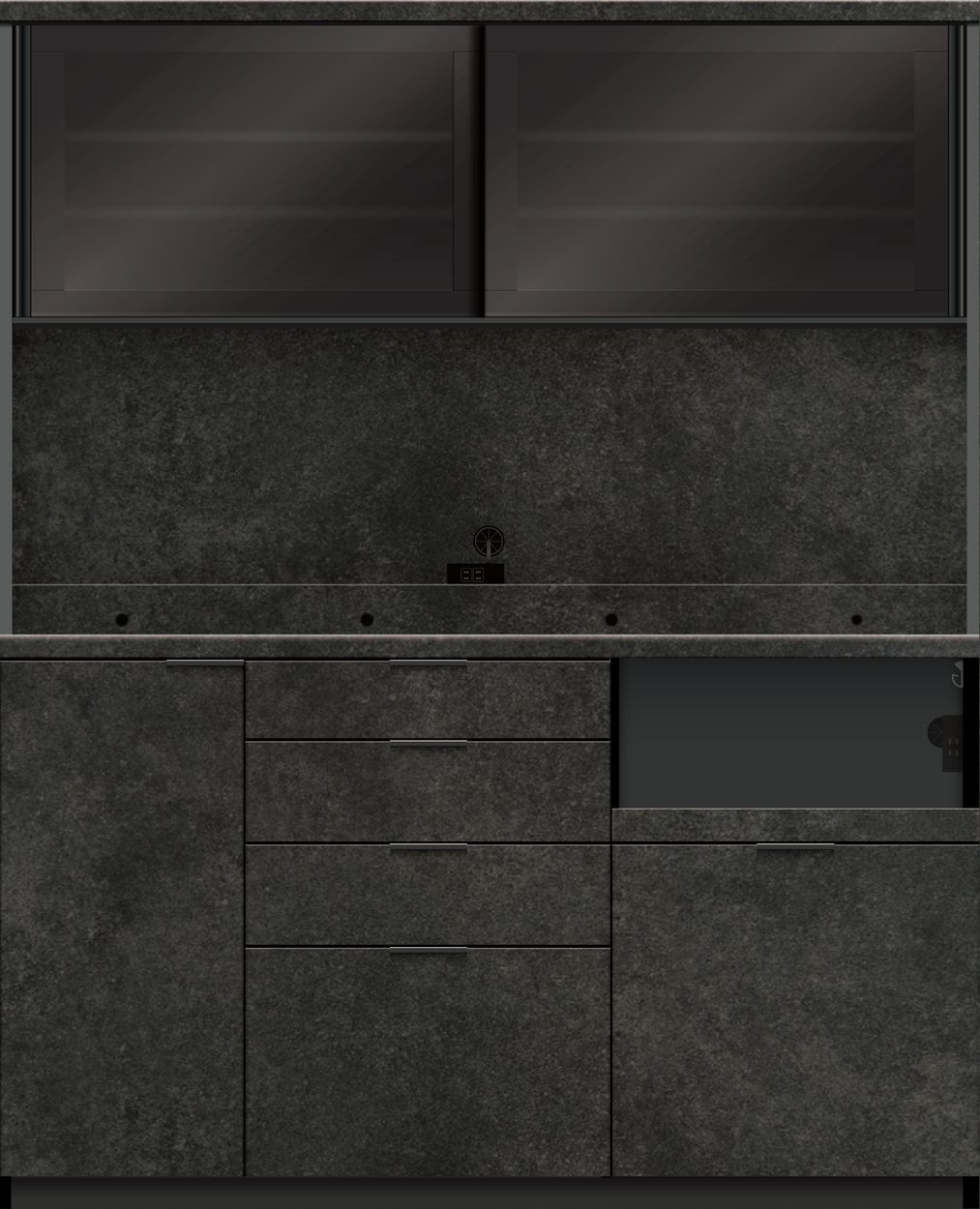 パモウナ　キッチンボード　160cm パモウナ 食器棚 幅160cm 奥行50cm 高さ198cm RU 完成品 棚 国産