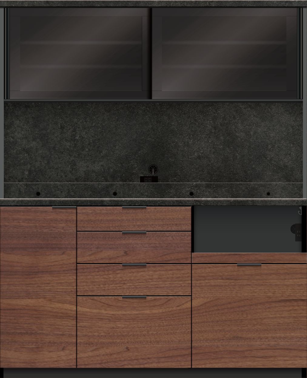 パモウナ 食器棚 幅160cm 奥行50cm 高さ198cm RU 完成品 棚 国産