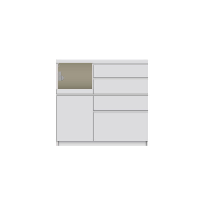 パモウナ カウンター 幅100cm 奥行45cm 高さ94cm YS 下台販売 完成品 国産 食器棚 キッチンボード ダイニングボード レンジボード レンジ台 ロータイプ 送料無料の画像