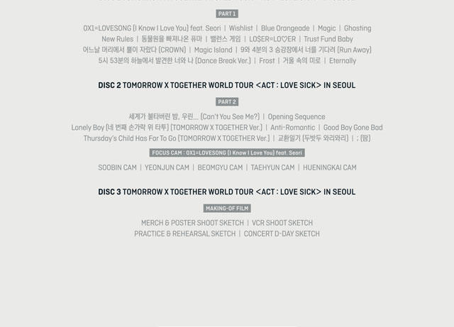 TOMORROW X TOGETHER WORLD TOUR ACT LOVE SICK IN SEOUL DVD TOMORROW X TOGETHER