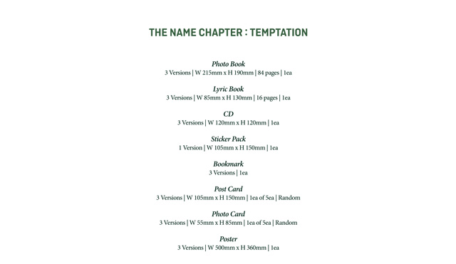 The Name Chapter: TEMPTATION Daydream ver/TXT