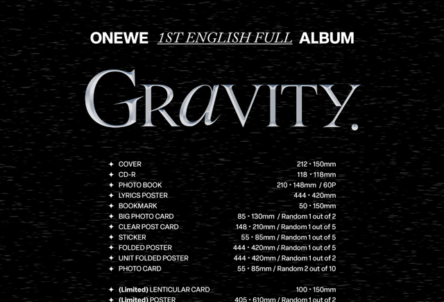 1ST ENGLISH FULL ALBUM / GRAVITY/ONEWE