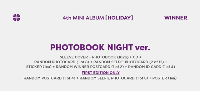 WINNER 4th MINI ALBUM [HOLIDAY] (PHOTOBOOK ver.)NIGHT ver/WINNER