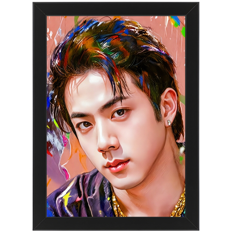 防弾少年団 BTS K-POP バンタン 韓国 KPOP アート ポスター BTS JIN ジン アート ポスター +フレームセット 黒 (24X33cm