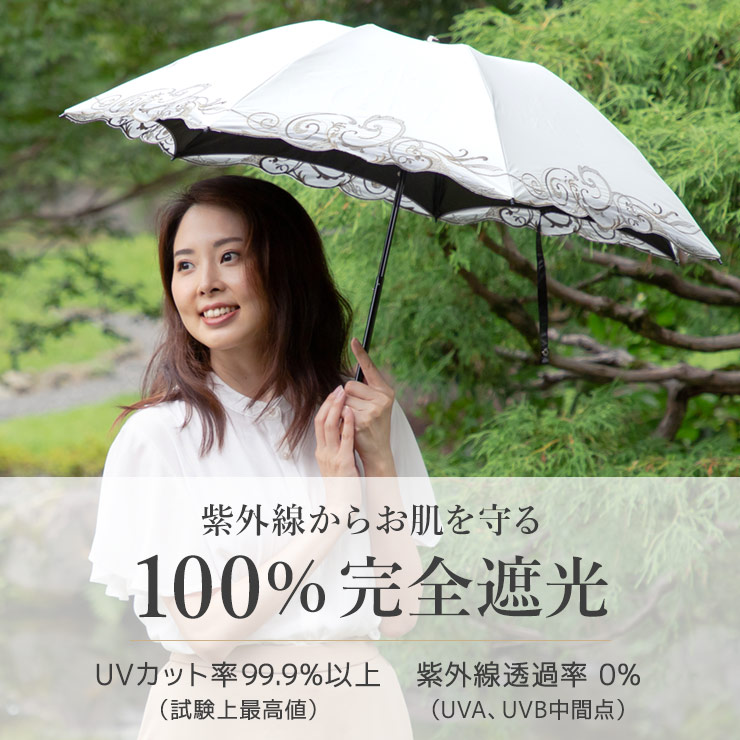 全日本送料無料 晴雨兼用 折り畳み傘 紫外線 UVカット 日傘 雨傘 完全遮光 オフホワイト
