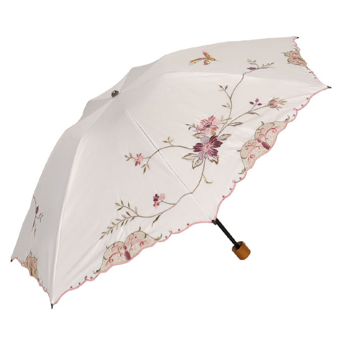 シノワズリーモダン 日傘 完全遮光 晴雨兼用 レディース 折りたたみ UVカット 遮熱 刺繍  軽量...
