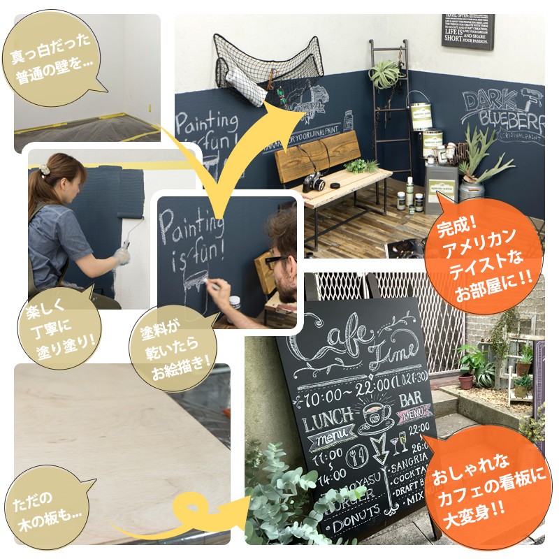 ペンキ 塗料 塗装 水性 アクリル塗料 黒板塗料 CHALK BOARD PAINT 200g