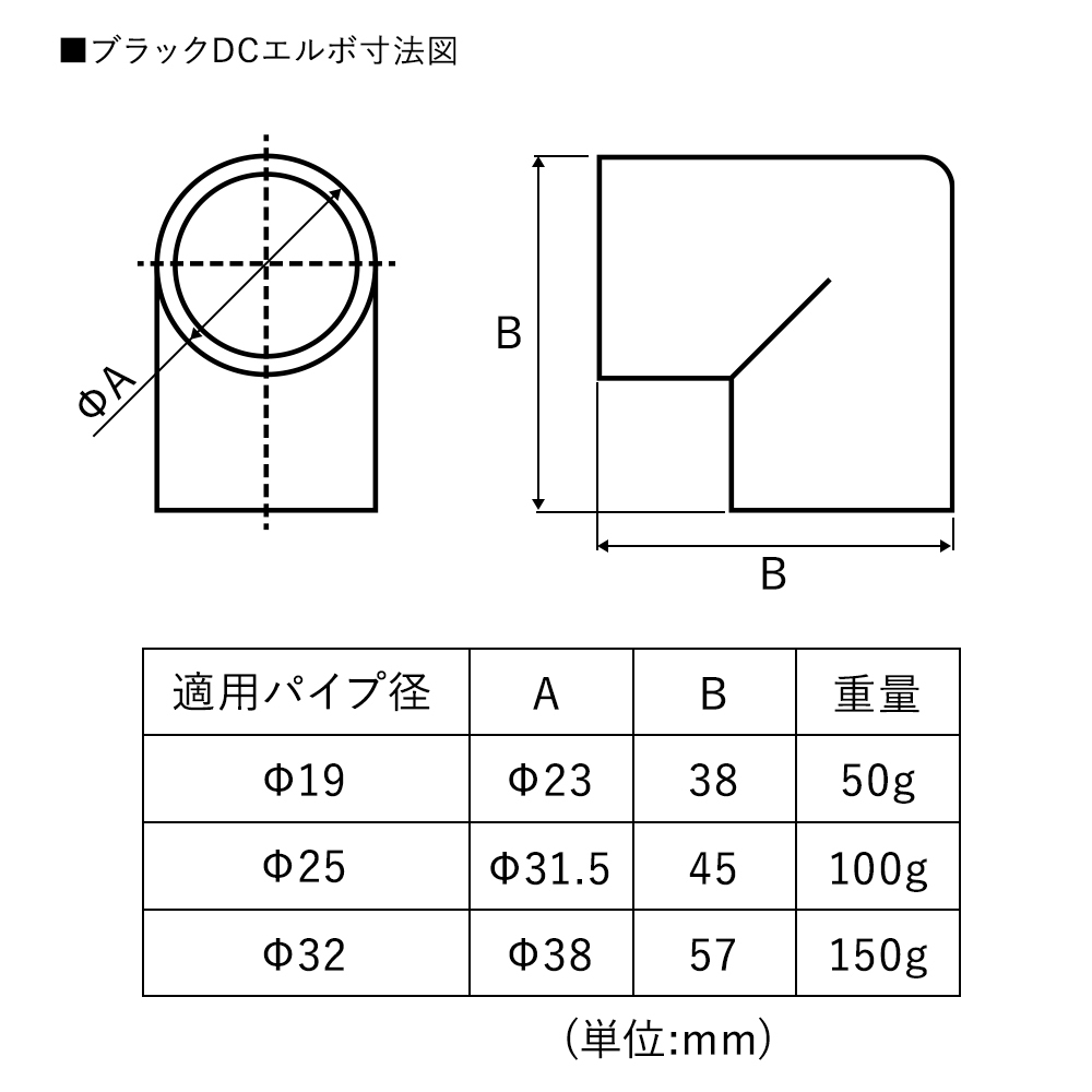 丸パイプ用 ジョイント 継手 DCエルボ 止めネジ付 32mm ブラック :FJT-DCE32T-B:ビニールカーテンのCレンジャー - 通販 -  Yahoo!ショッピング