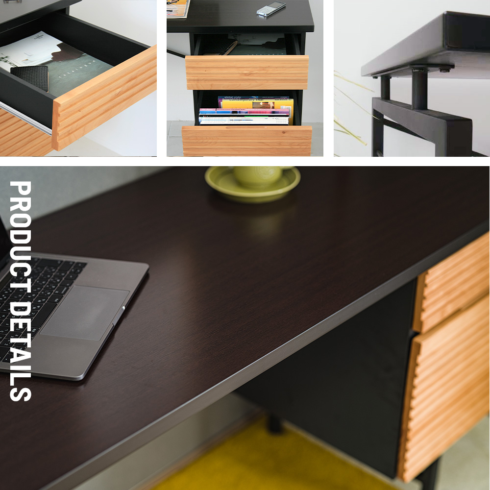 友安製作所 パソコンデスク おしゃれ 木 ウッド アイアン オフィス家具